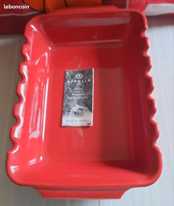 Plat à Four Ancien Appolia - Céramique Bleu - Bon état - Vintage