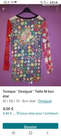 Top tunique noir argenté Desigual M 38 - Vêtements