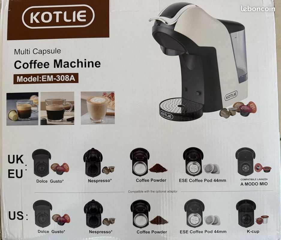 Machine à Café HiBREW H2B Multi-capsules : K-cup, Nes, Dolce Gusto, ESE, 15 Bars, Noire