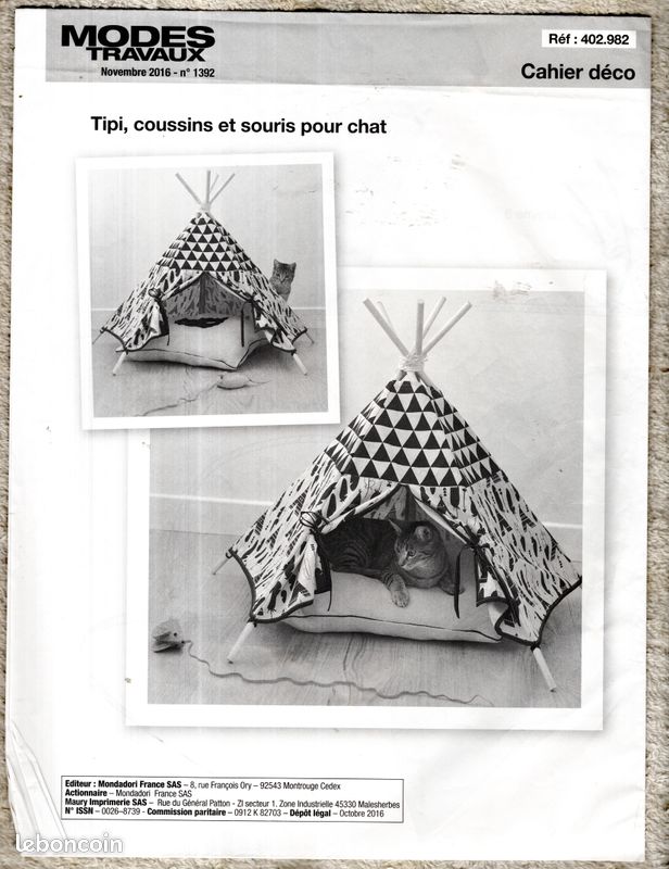 Patron Décoration N° 402982 : Tipi, Coussin Et Souris Pour Chat (image 2)