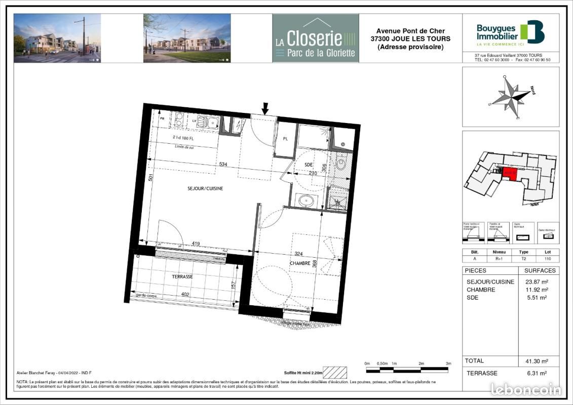 Appartement 2 pièces 41 m² · à Joué-lès-Tours · 41 m² · 660 €