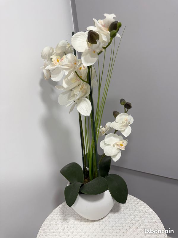 Orchidée artificielle blanche en pot - décoration (image 3)