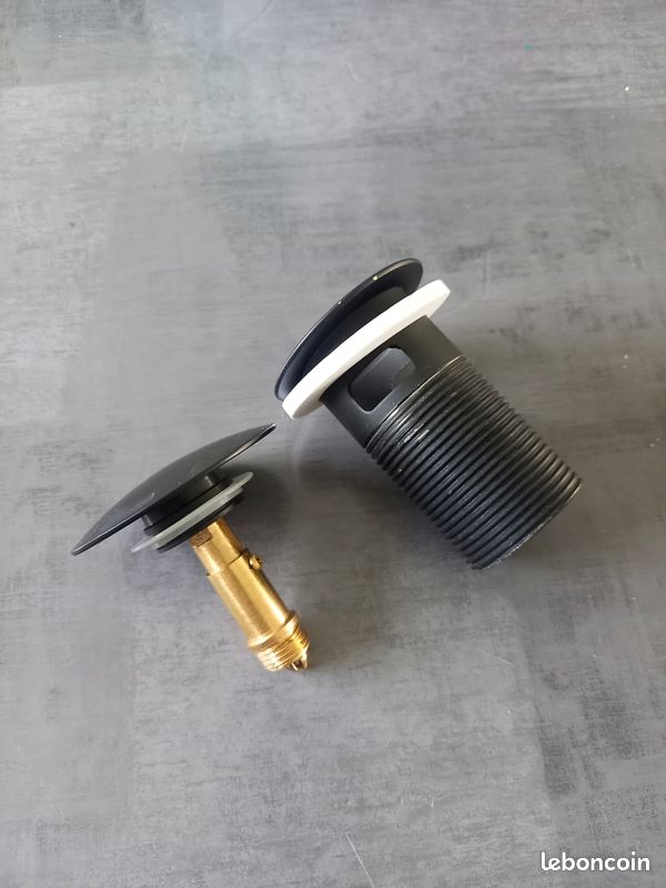 CREA Bonde De Lavabo Avec Trop-Plein, Vidage Lavabo Pop-up, Bonde De Vidage Universelle, Noir Mat