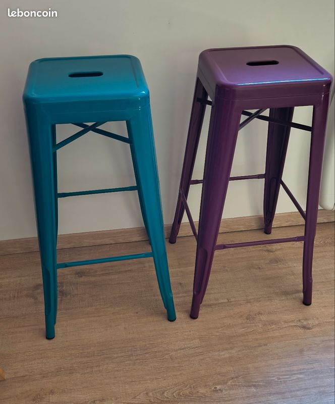 2 tabourets de bar hauts style industriel (image 1)