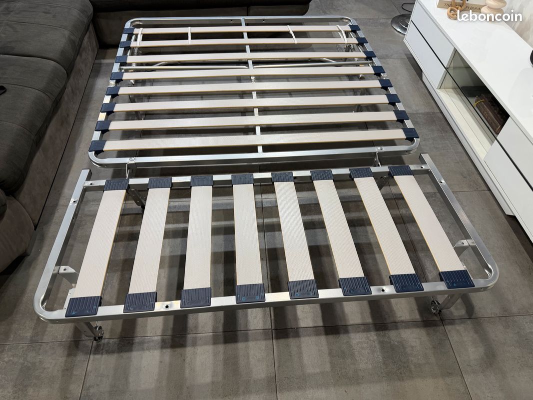 Sommier / Lit 140x190 LIVRAISON GRATUITE Structure BZ avec support pieds intégré (image 1)