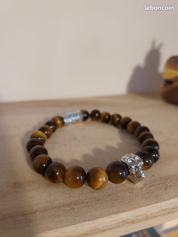 Bracelet perles homme tête de mort (image 1)