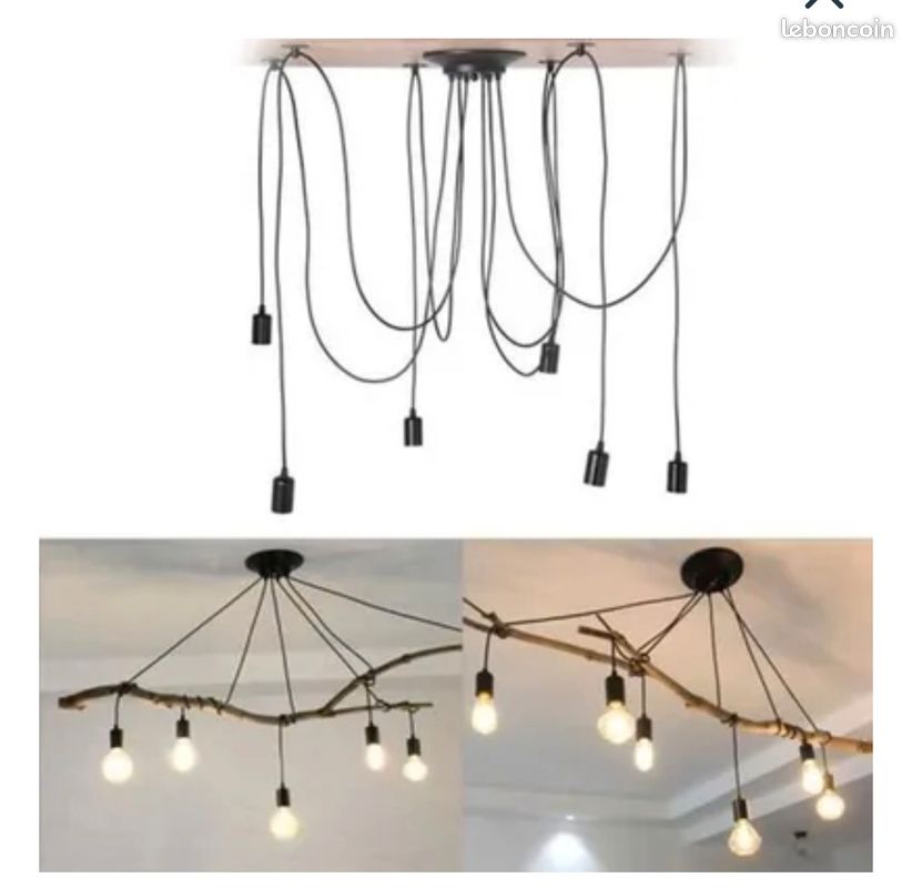 Lampe de plafonnier industrielle rétro 10 ampoules neuves 2 lors (image 2)