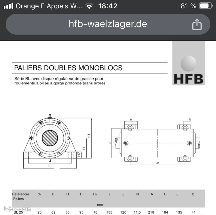Arbre avec double palier HFB (image 2)