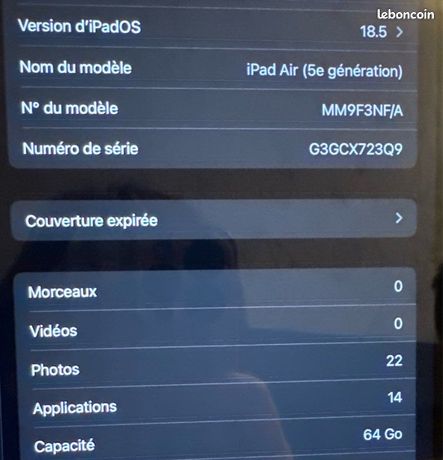 IPad Air 5e génération (M1) – 64 Go – Wi-Fi – Très bon état 5