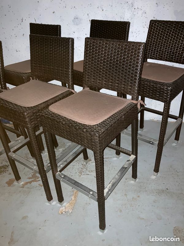 Chaises hautes, résine tressée (6 unités) (image 3)