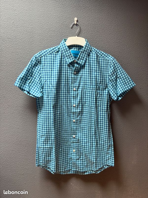 Chemise à manches courtes Chez Moi Sergé de soie à motif Oblique bleu