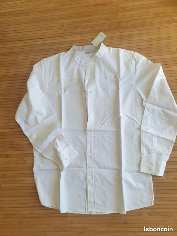 Chemise Blanche col Mao 55% lin 45 % Coton Neuve 41/42 (image 1)