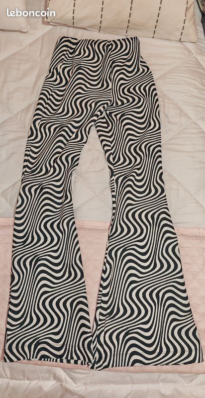 Pantalon large stretch lignes noir/blanc (Taille 36) (image 5)