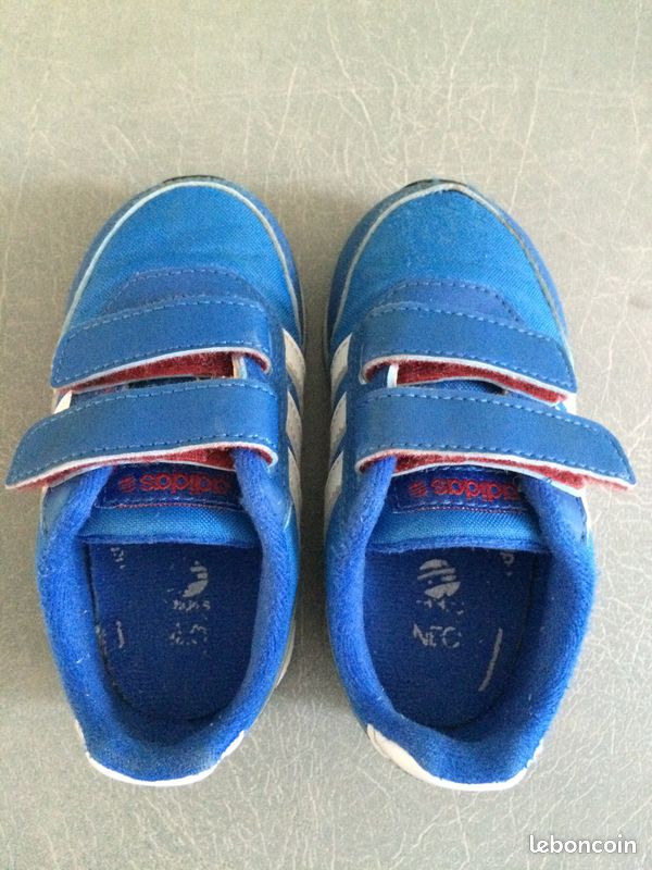 Baskets enfant ADIDAS NEO bleu bandes blanche T-21 (image 8)