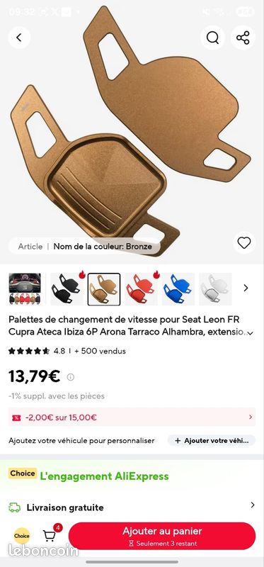 Gehanico Palettes De Volant Pour Cupra Formentor 2024, Leon - Accessoires Transmission Hybride (Marron Clair)