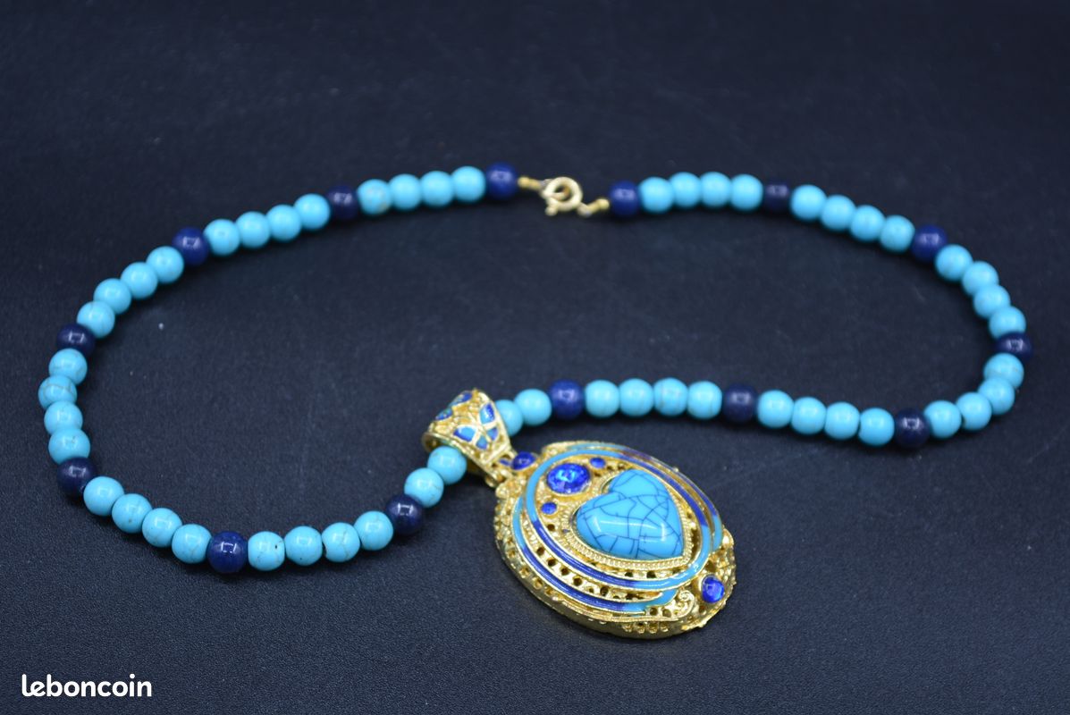 Collier de méditation bouddhiste Cœur de bouddha - Talisman émaillé orné (image 1)