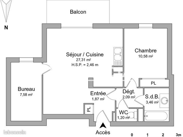 Appartement 3 pièces 54 m² · à Mourenx · 54 m² · 596 €/mois