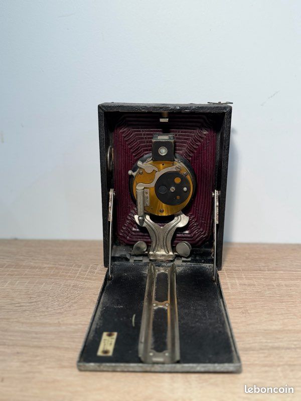 Appareil Photo Ancien Wunsche Unicum à Soufflet, Cuir Bordeaux, Circa 1900, état Superbe