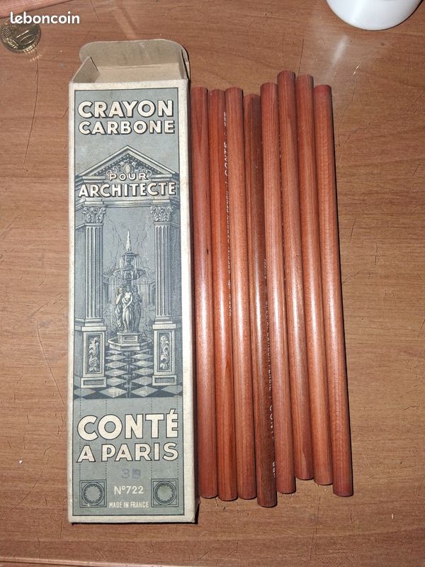 Ancienne boîte crayon cartonne conté avec 8 crayons neuf (image 1)