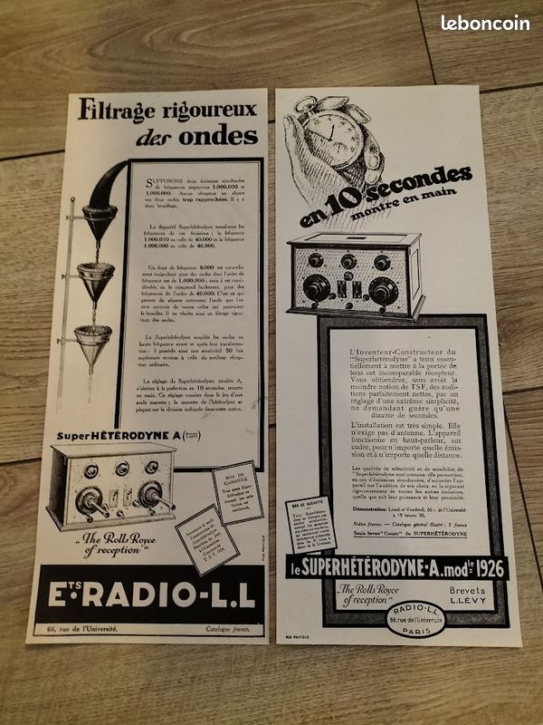 Années 1920. TSF : RADIO L.L. Lot de 14 anciennes publicités de presse (image 17)