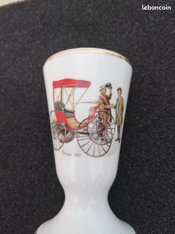 Mazagran ancien porcelaine - Voiture ancienne "Duryea 1893" - liseret doré (vintage) (image 2)