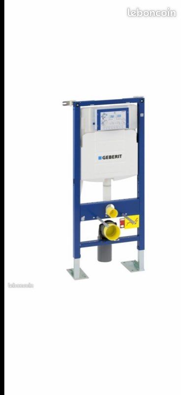 Ensemble bâti support WC autoportant Geberit Duofix UP320 et plaque de déclenchement Geberit Sigma20 blanc chromé blanc, matériels neufs, jamais montés, dans leurs emballages (image 1)
