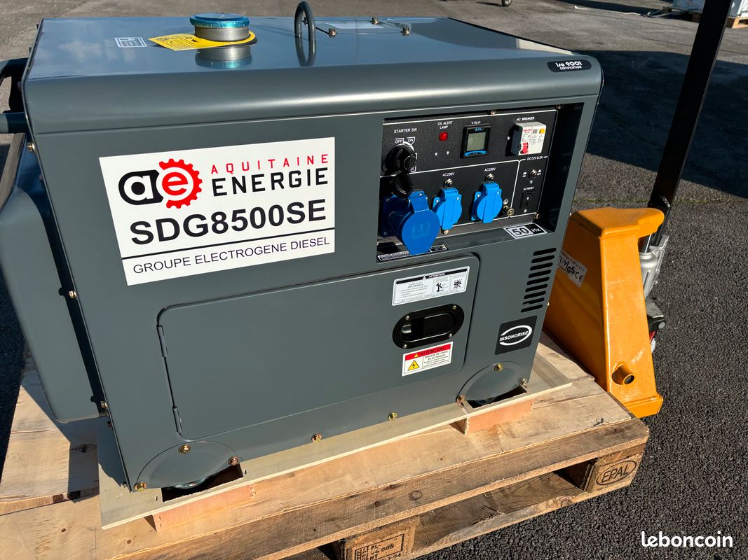Groupe électrogène diesel 8 kva démarrage à distance GSM AQUITAINE-ENERGIE fioul 3000 tours min 230/400 V insonorisé, ATS AVR refroidissement par air neuf garanti 2 ans fabricant de 8 à 2014kva (image 1)