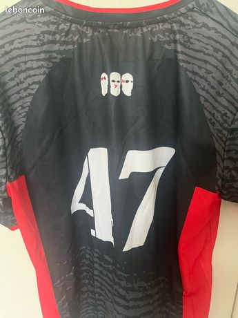 T-shirt Omerta 47 Homme – Maillot Décontracté Style Streetwear, Noir Et Rouge, Neuf
