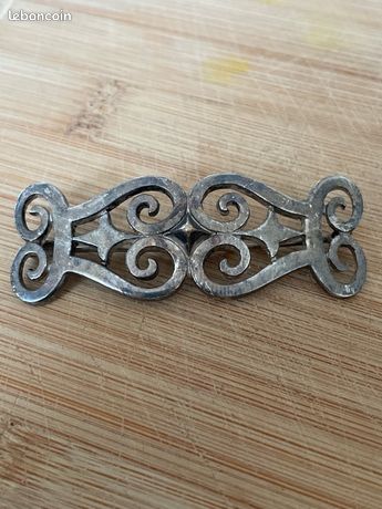 BROCHE ANCIENNE ARGENT MASSIF CALCIFICATION - REF51487