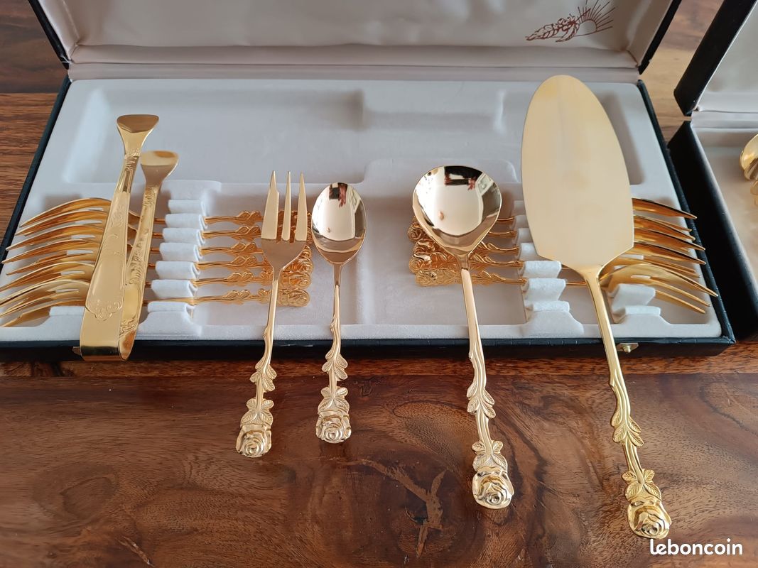Service à dessert vintage français en argent 950 et métal