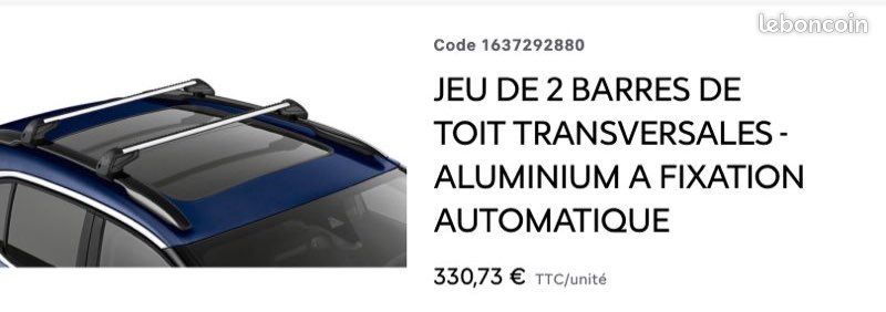 Jeu de 2 barres de toit transversales - aluminium a fixation automatique citroën c5 aircross - Équipement auto