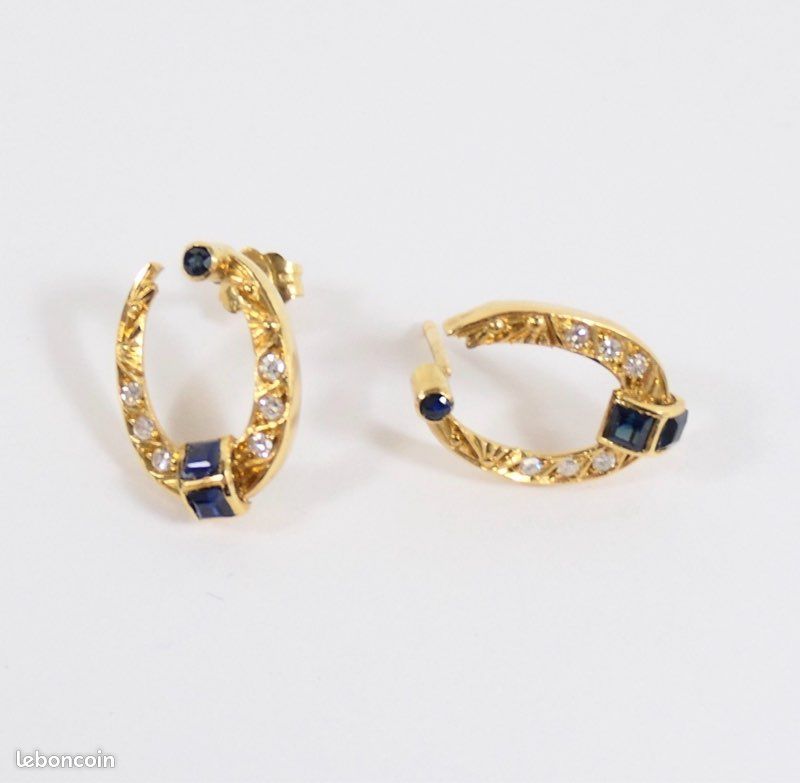 Boucles D'Oreilles Anciennes – Or 18 Carats Et Jais Noir – Style Clou à Vis – Occasion
