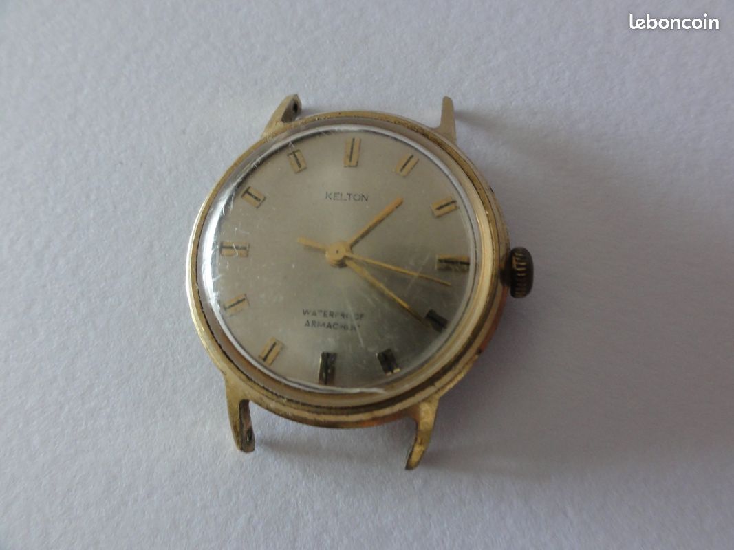 Montre Mécanique Ancienne Kelton - Cadran Doré, Fonctionnement Manuel - Occasion Fonctionnelle