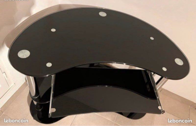 Bureau / desserte en verre trempé noir (image 3)