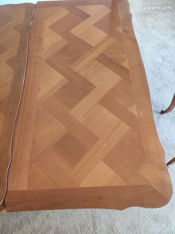 Table marquetée régence massif 4 chaises (image 3)