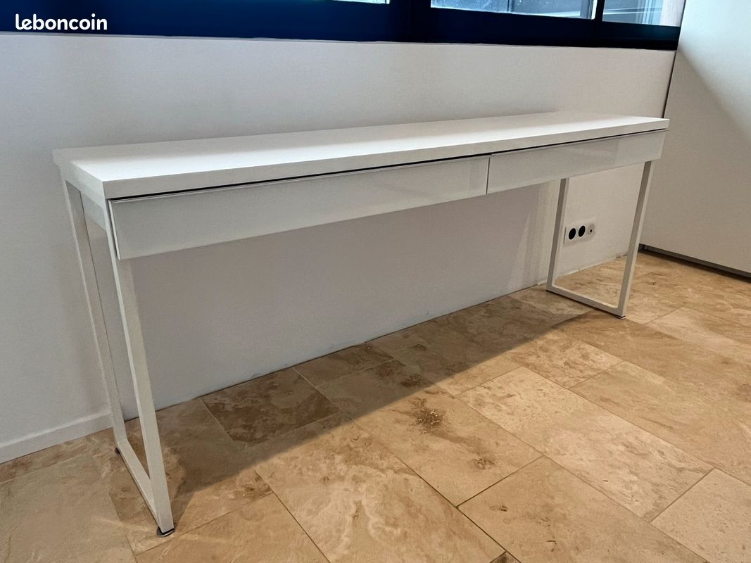 Console / bureau IKEA BESTÅ BURS – blanc laqué – 180 x 40 cm (image 1)