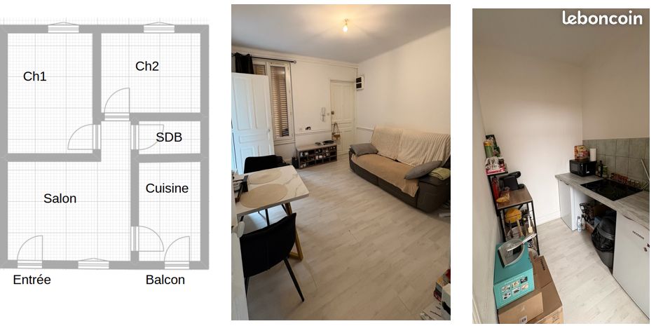 Appartement 3 pièces 41 m² · à Vichy · 41,3 m² · 525 €/mois