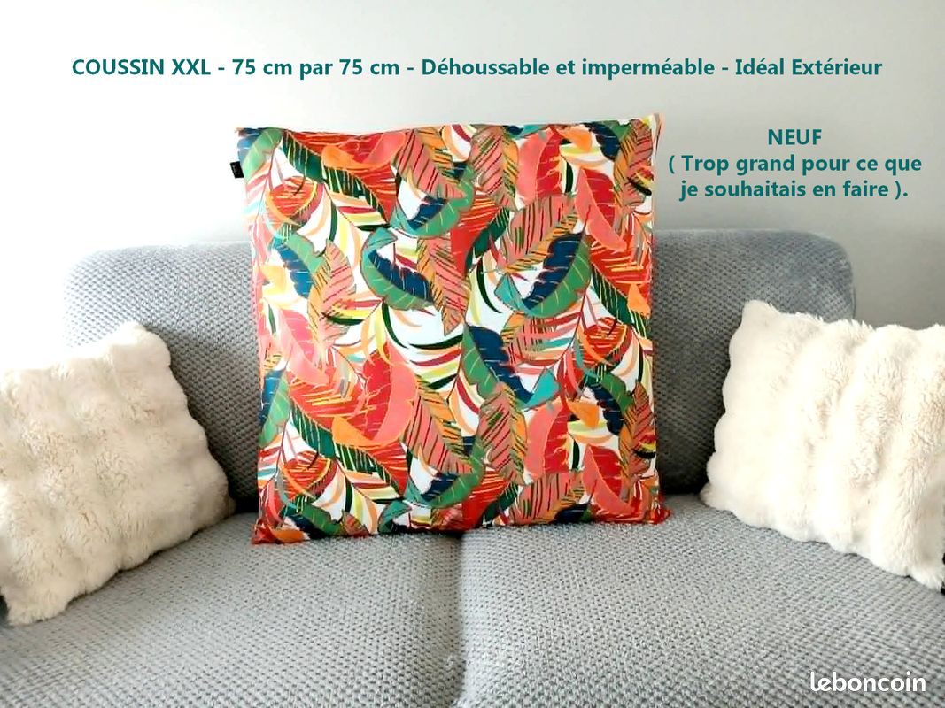 Lot De 2 Housses De Coussin 50x70cm Tropical Imperméables - Décoration Vintage Extérieur Intérieur