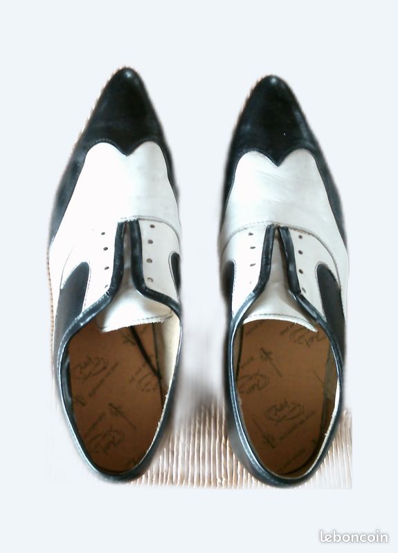 Chaussure cuir noir et blanc (image 1)
