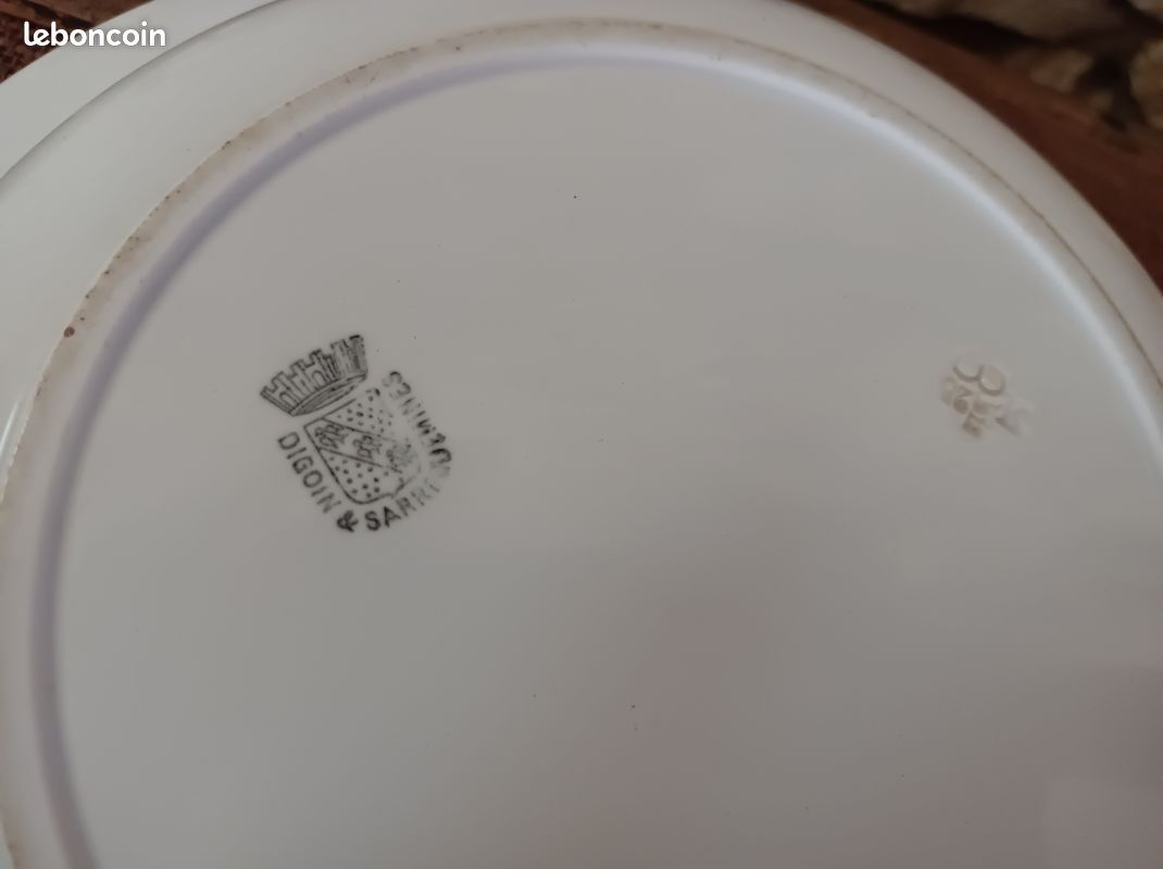 Plat rond creux en faïence couleur crème Digoin Sarreguemines (image 6)