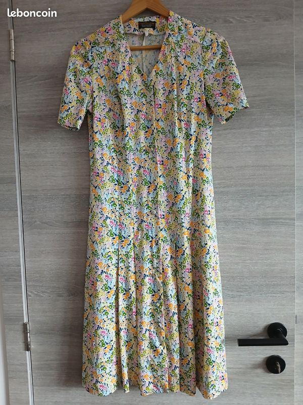 Robe Paul Mausner Beige Et Noire - Taille 50, Mi-longue, Viscose/polyester, Occasion TB état