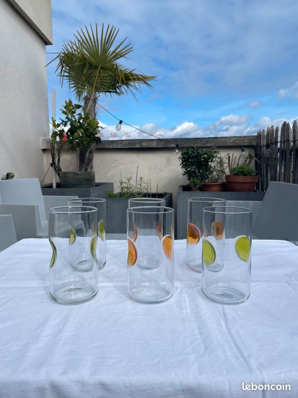 Six verres italiens à orangeade vintage 70's - Bormioli Rocco (image 2)