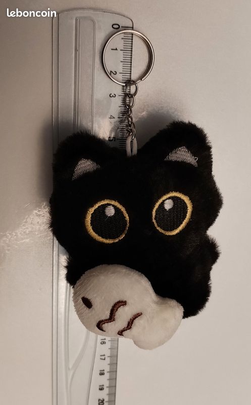 2pcs Porte-Clés Peluche Chat Noir Couineur, Porte-Clés Chat