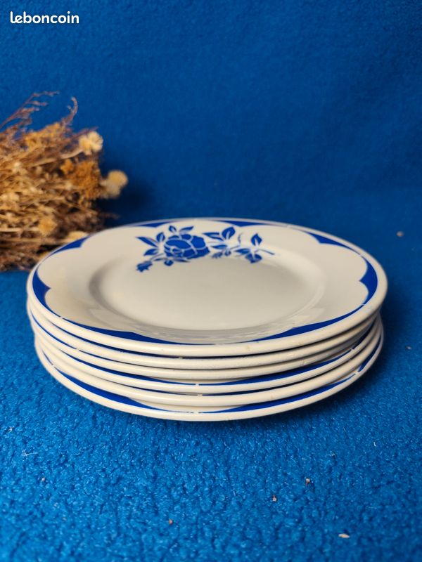 Lot de 6 assiettes Sarreguemines Corsica – faïence vintage bleu – années 50/60 (image 2)