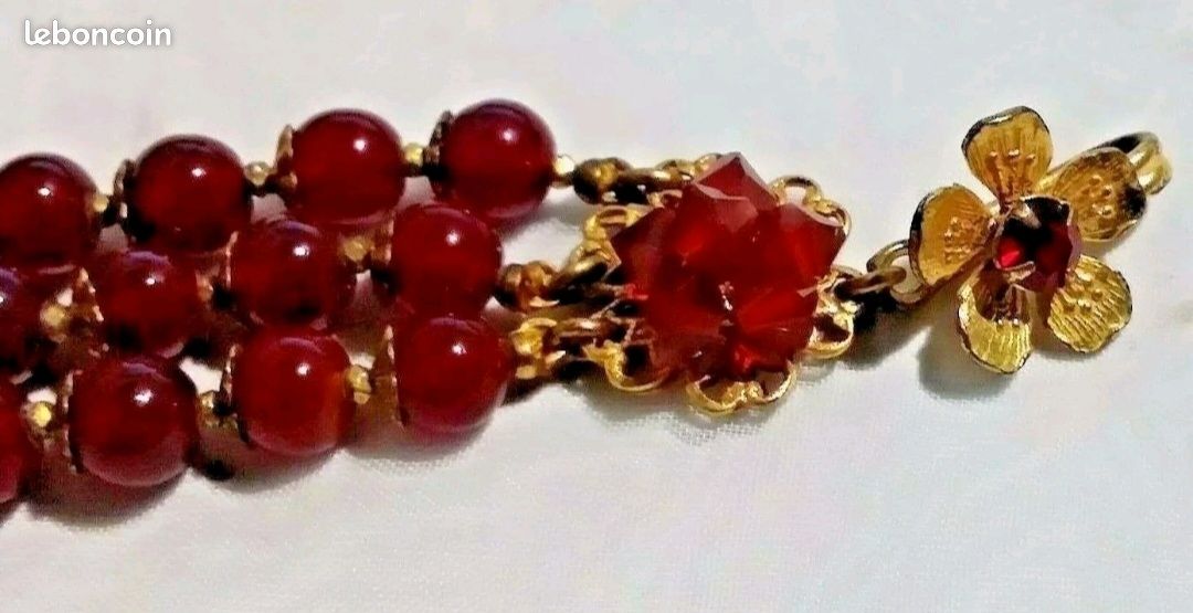 Collier Vintage Signé STELLA DOT En Rhinestones Dorés Orange 28&quot