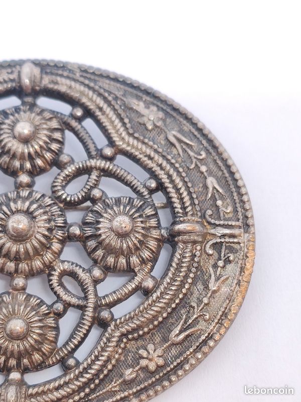 Broche Ethnique Ancienne En Argent Filigrane - Occasion, Style Vintage Artisanal