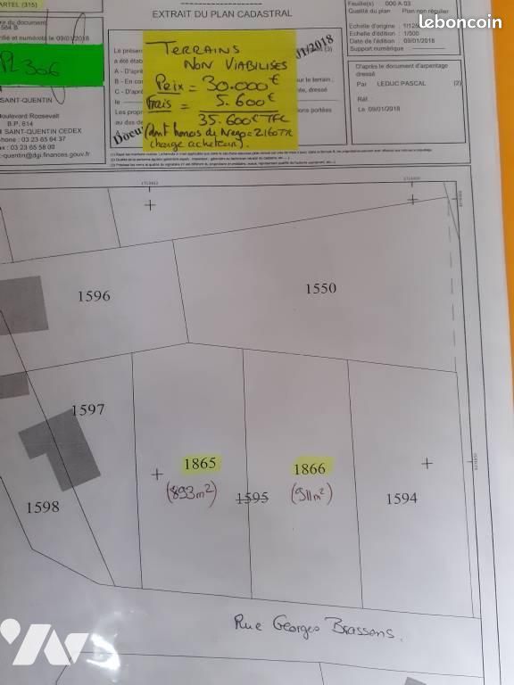 Terrain 911 m² · à Flavy-le-Martel · 911 m² · 32 160 €
