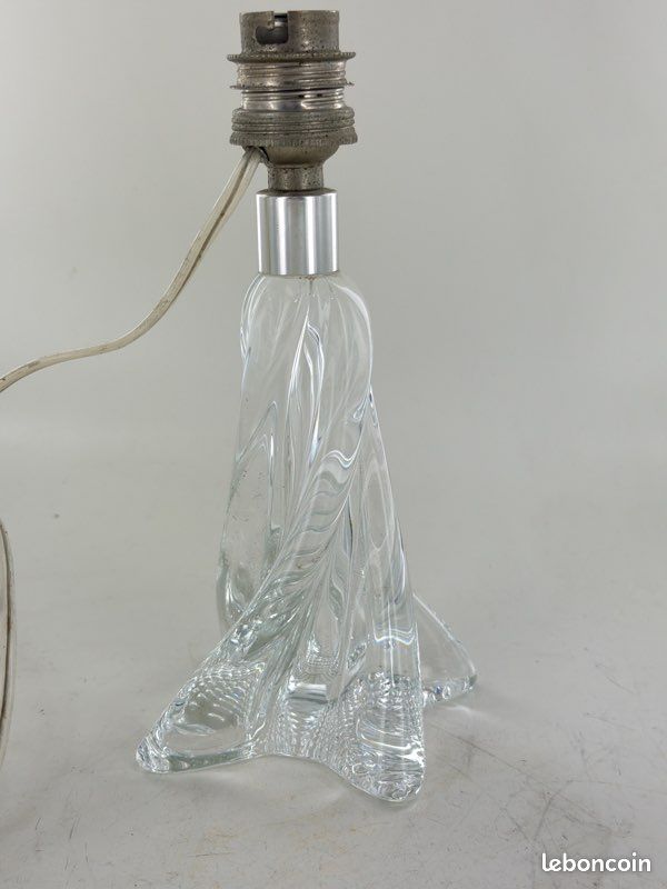 Pied De Lampe Vintage En Cristal - Bon état - Déco Rétro