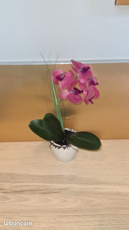 Fleur artificielle orchidée rose dans pot (image 1)