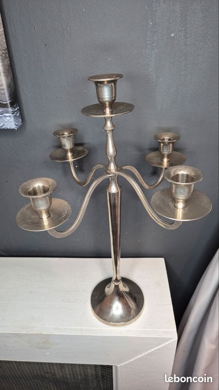 Chandelier Bandini 5 bougies H 54 cm - Argenté élégant